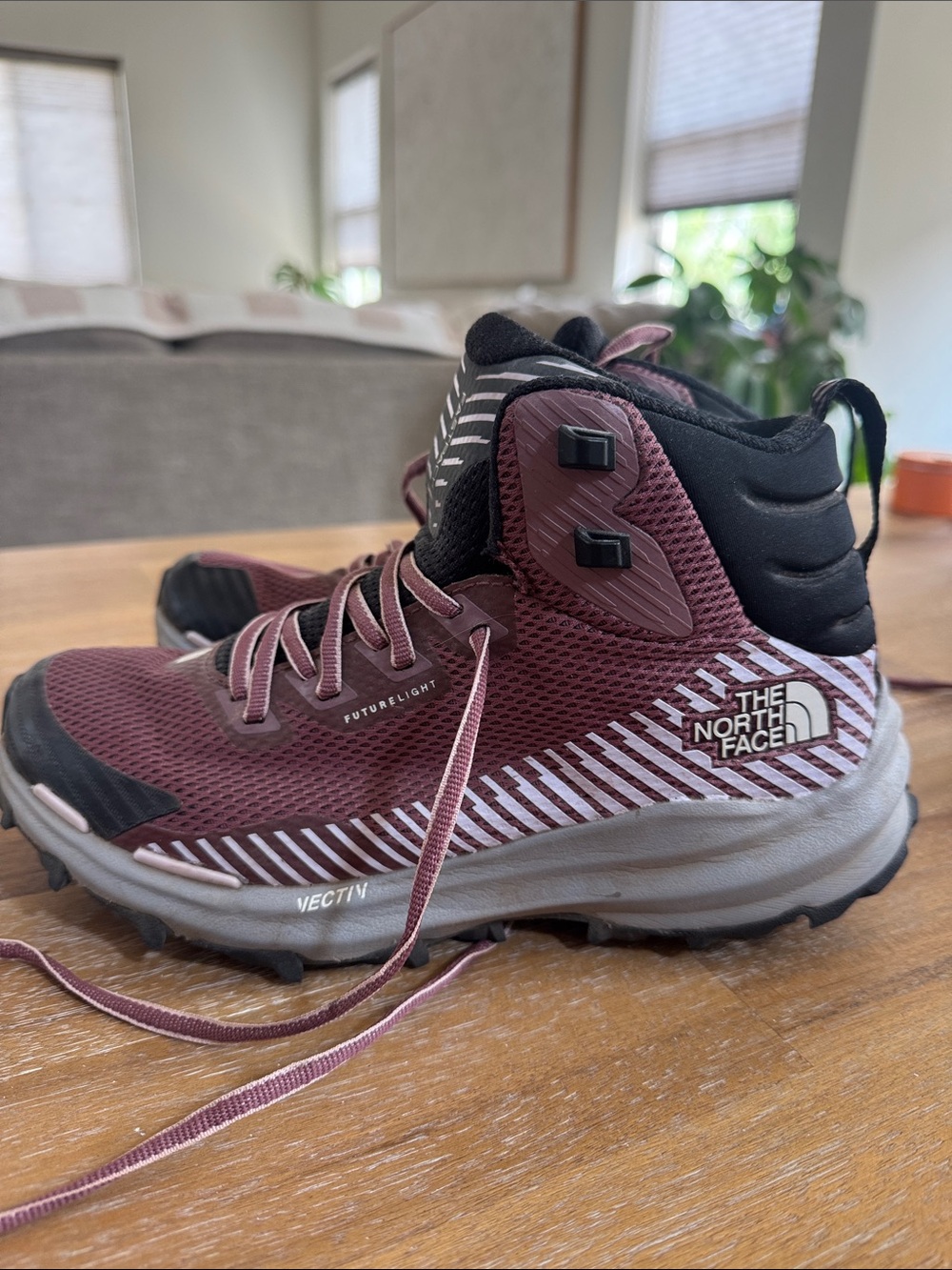 The North Face Burgundy and Black Women's Trail Boots - size 9